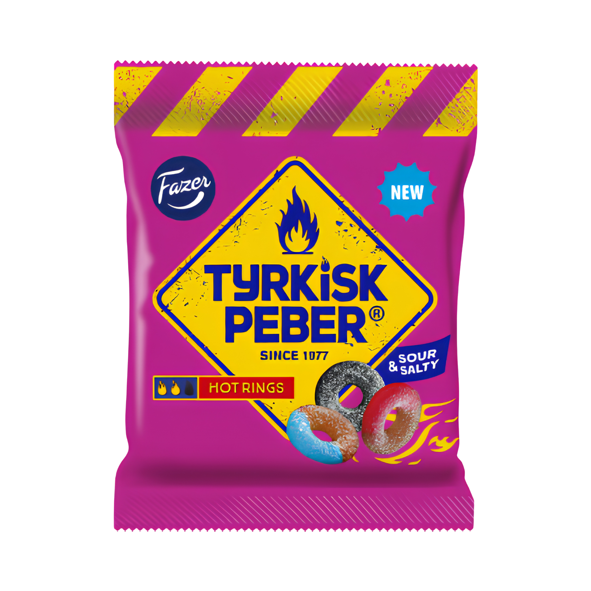 Tyrkisk Peber Sour & Salty Hot Rings 120g