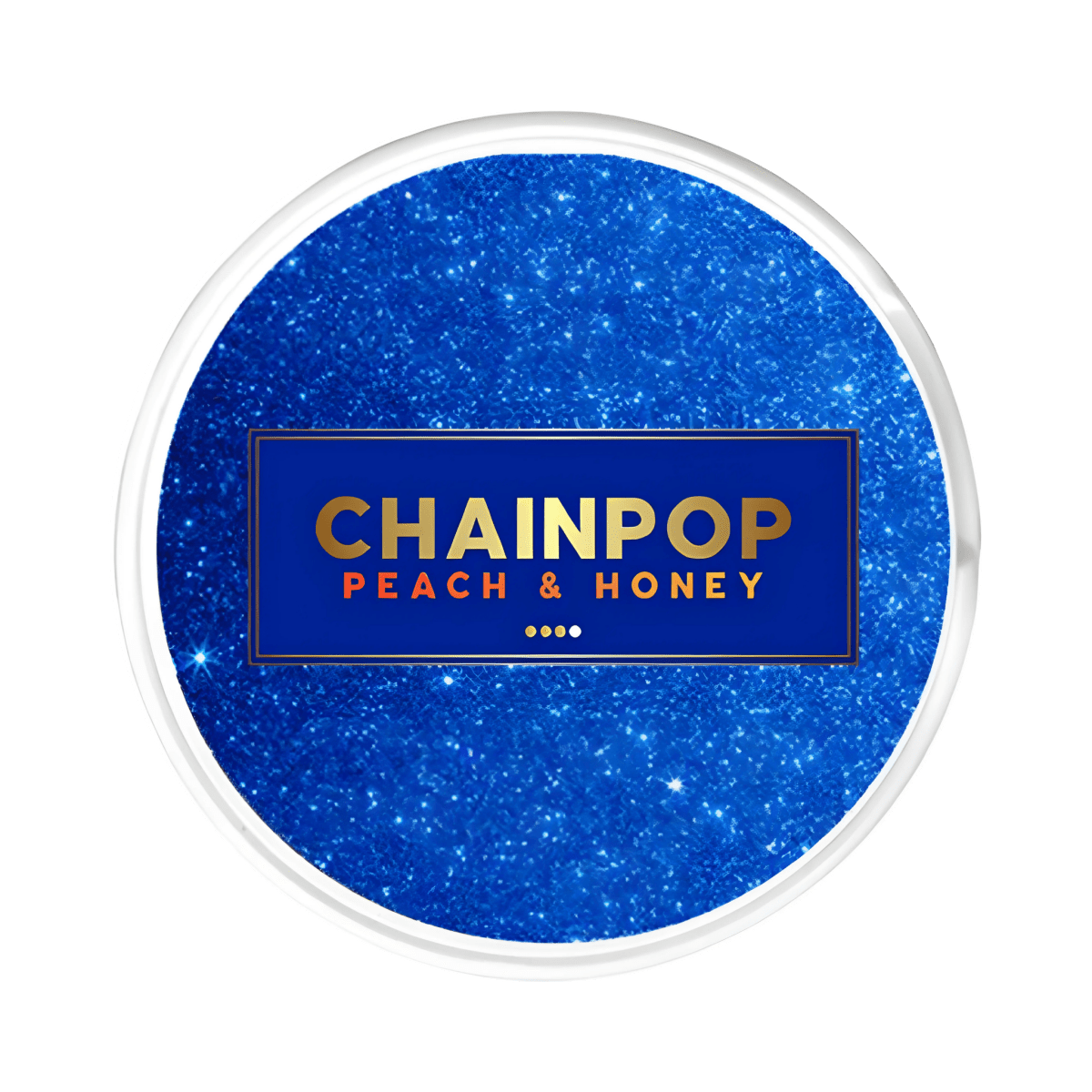 Chainpop Peach Honey nicotine pouch can – Slim all-white, 9mg, 20 pouches