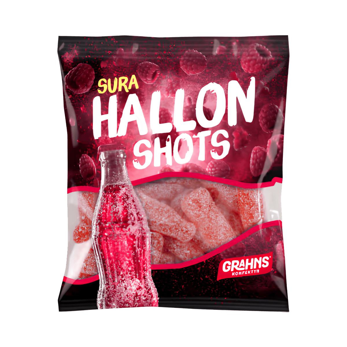 Grahns Sour Hallonshots 80g - Pouchland