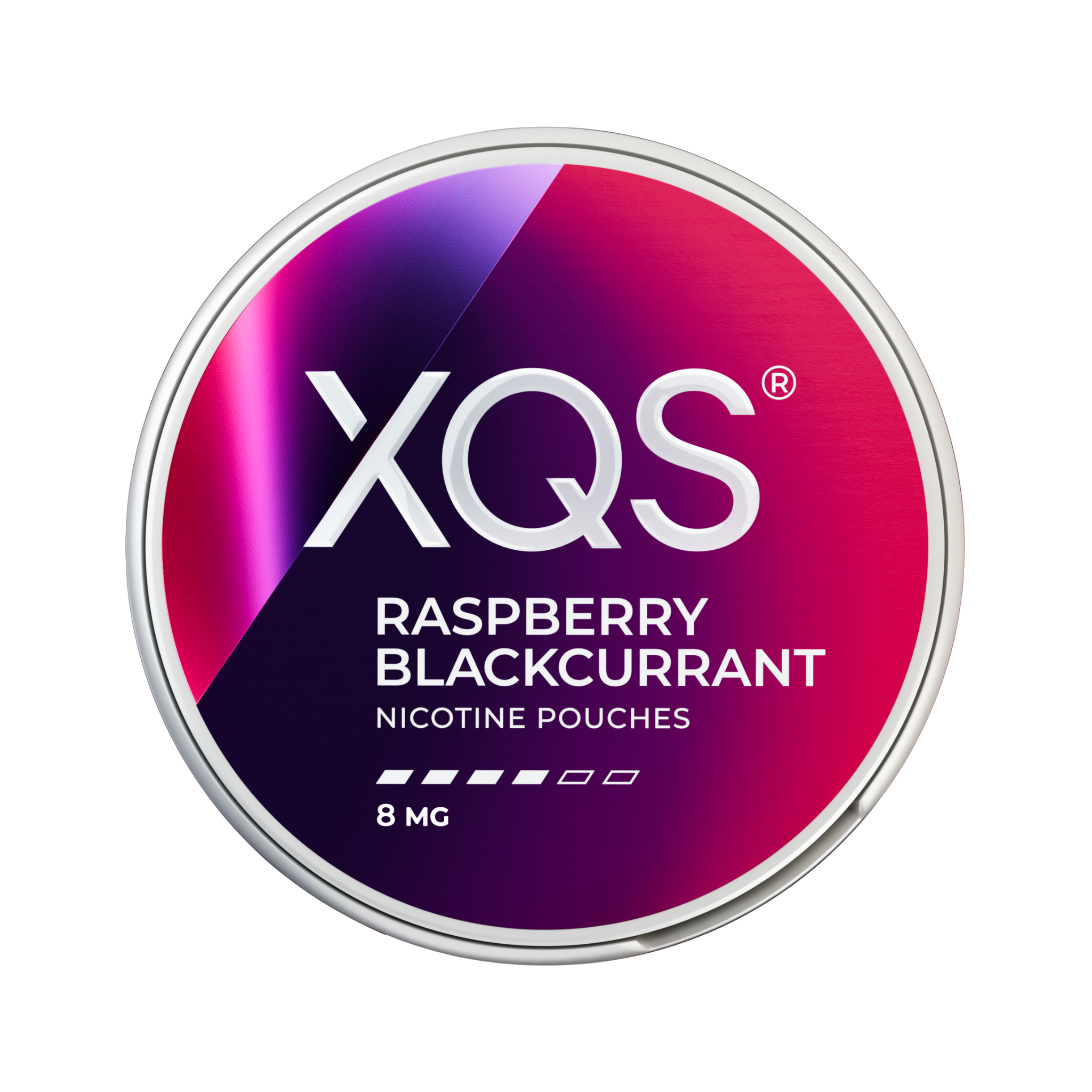 Can of XQS Raspberry Blackcurrant – Nicotine Pouch